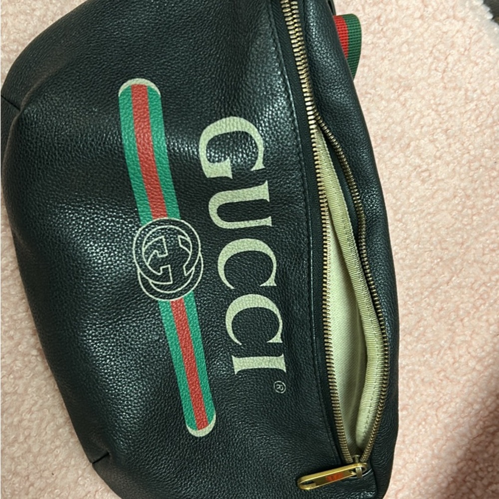 Gucci Black Leather Bag with Red Accents